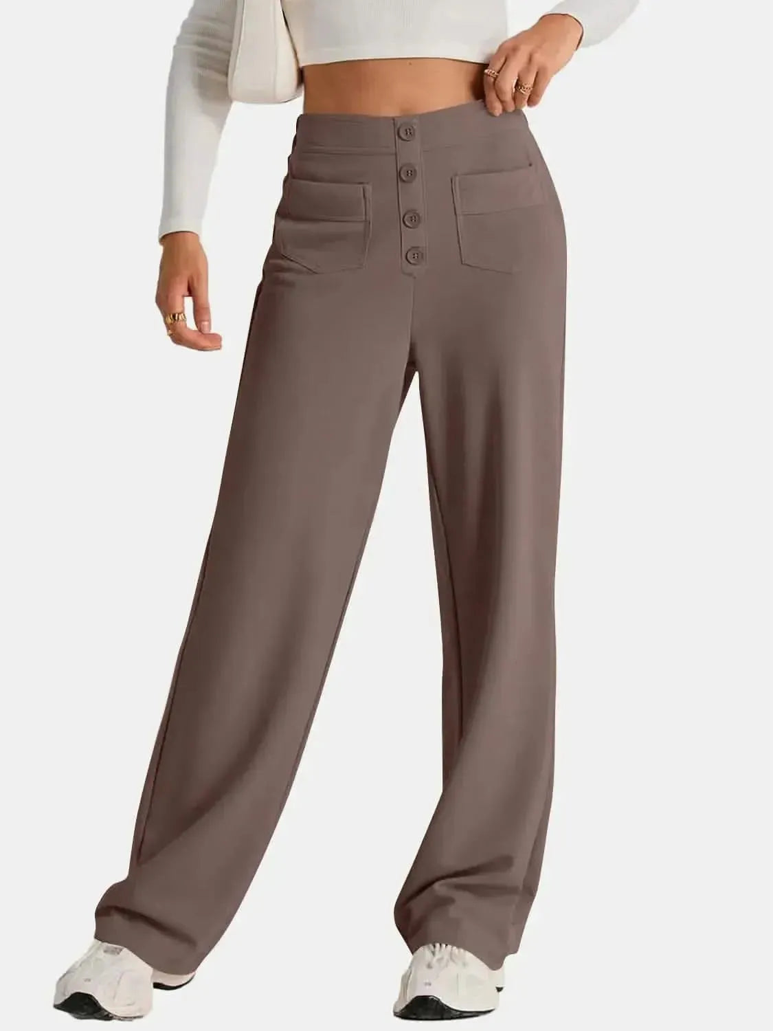 High Waist Wide Leg Pants - Bad Moms Club