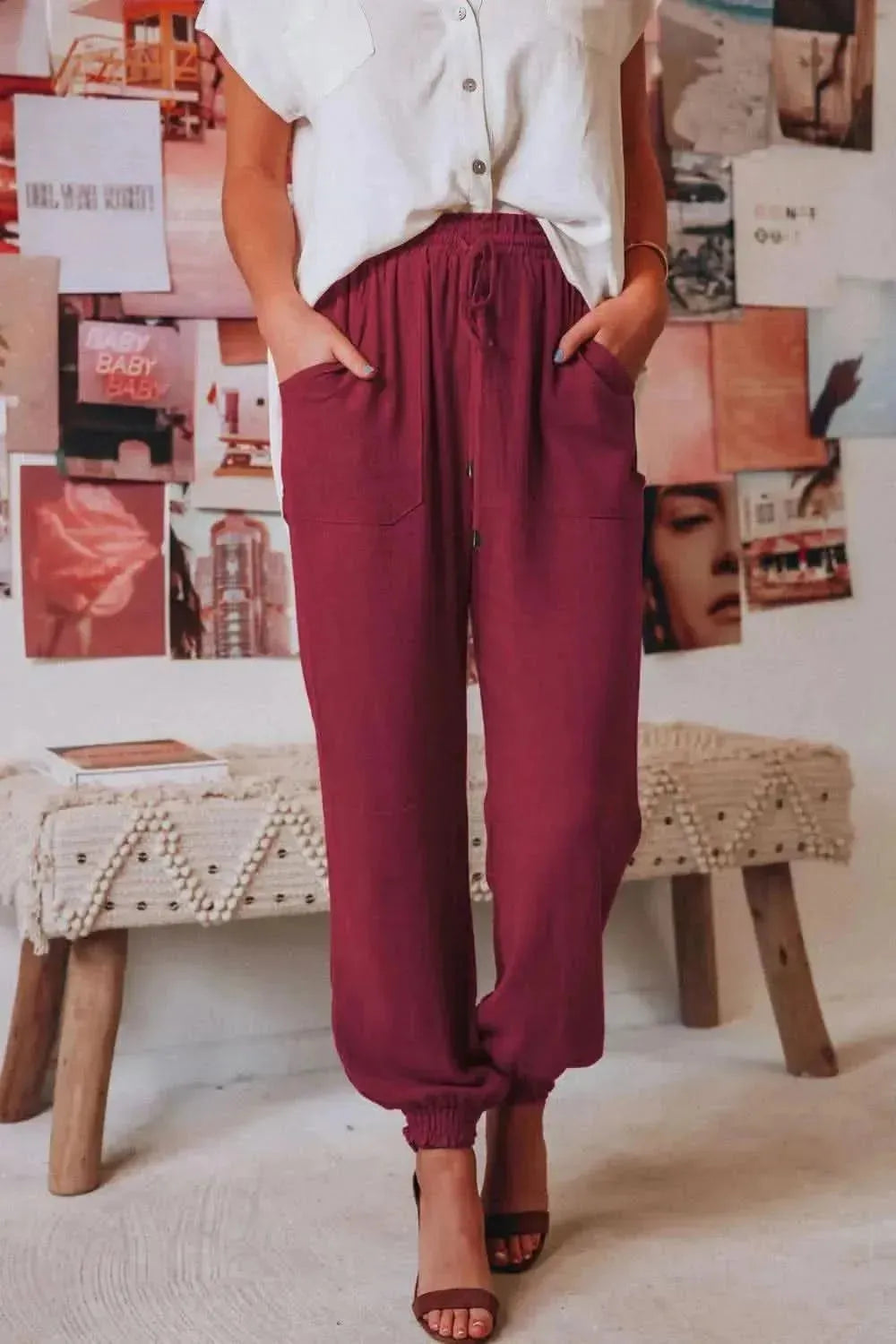 Tied Long Joggers with Pockets - Bad Moms Club