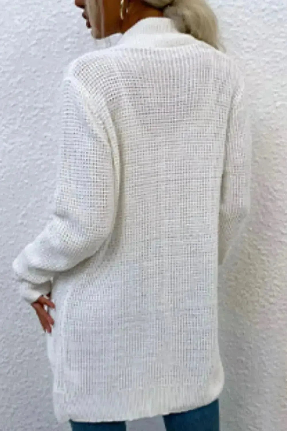 Open Front Rib-Knit Cardigan with Pockets - Bad Moms Club