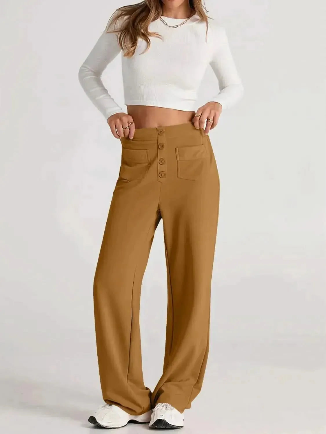 High Waist Wide Leg Pants - Bad Moms Club