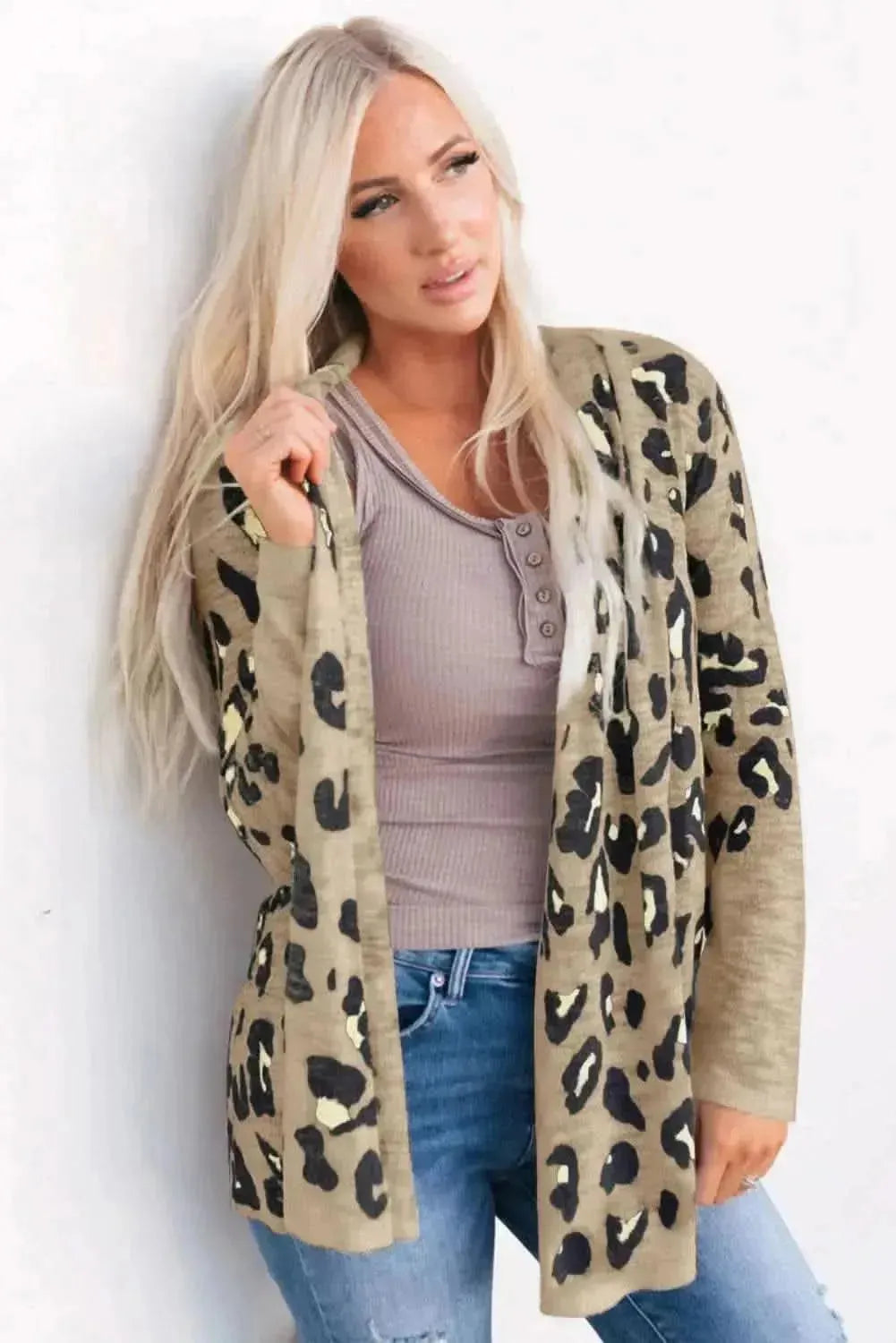 Printed Long Sleeve Cardigan - Bad Moms Club