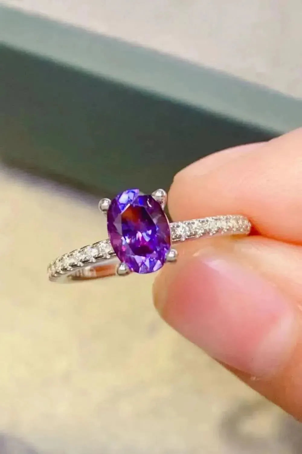 1 Carat Purple Moissanite 4-Prong Ring - Bad Moms Club