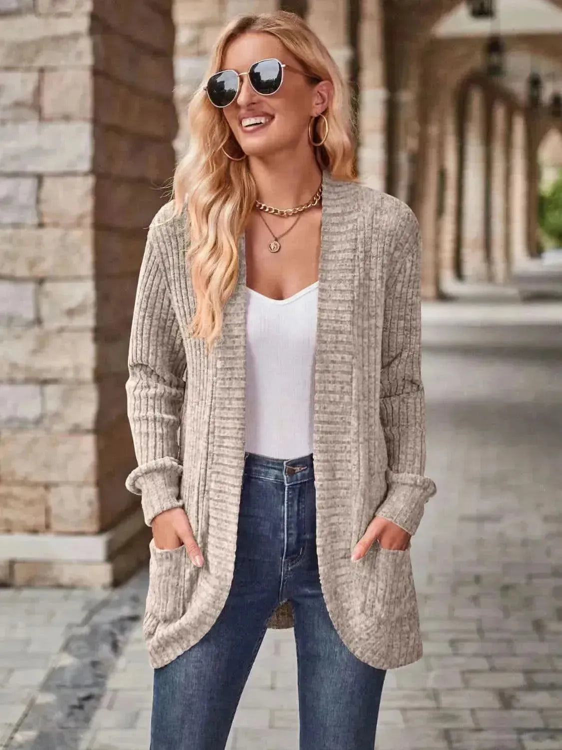 Open Front Cardigan with Pockets - Bad Moms Club