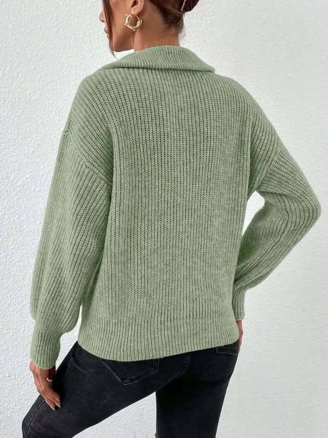 Honey Half Zip Dropped Shoulder Sweater - Bad Moms Club