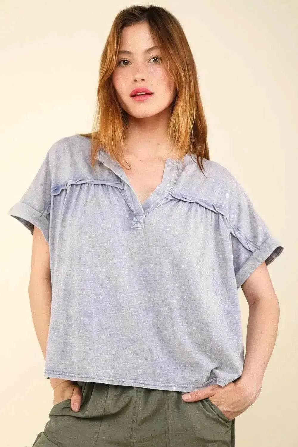 VERY J Nochted Short Sleeve Washed T-Shirt - Bad Moms Club