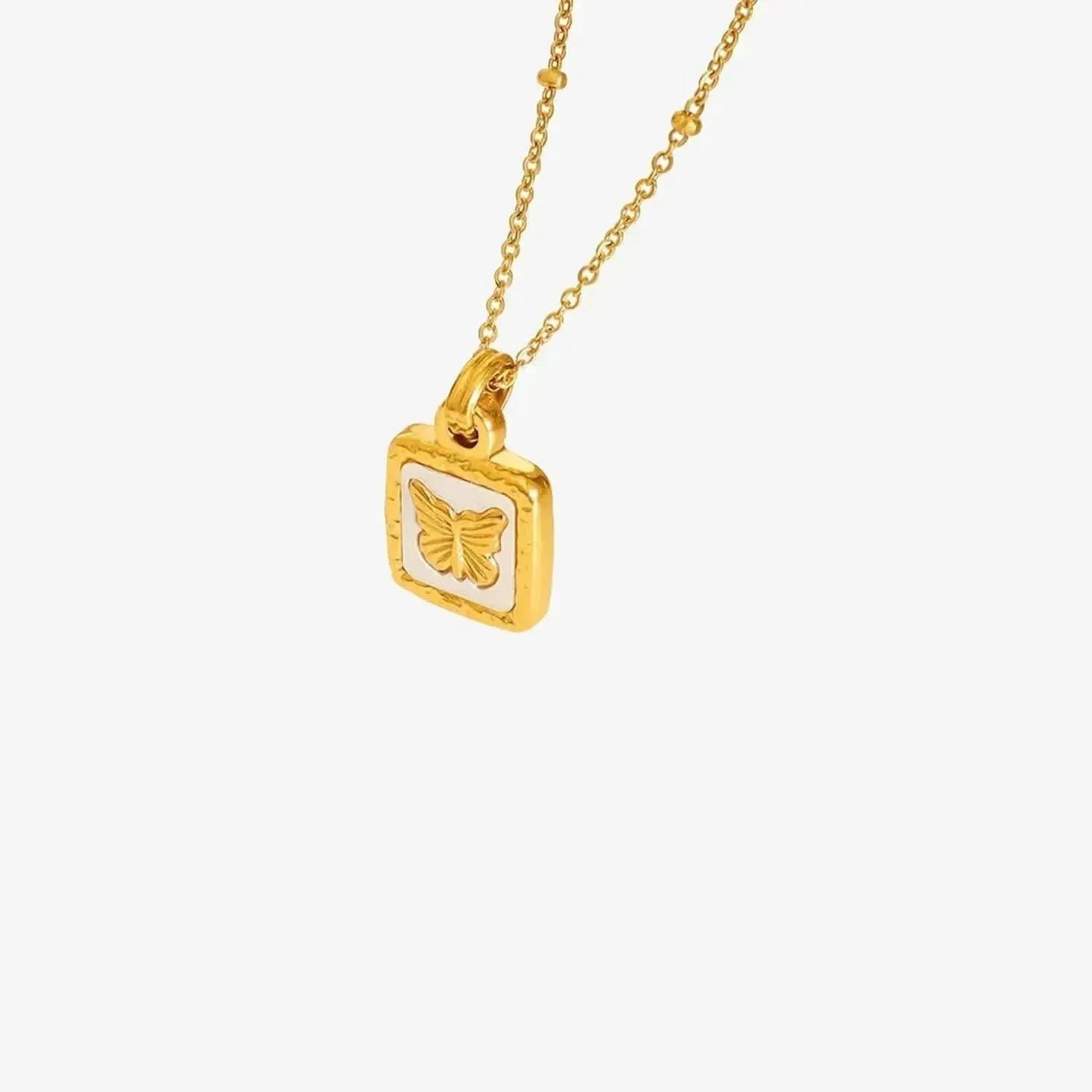 Butterfly Square Titanium Steel Pendant Necklace - Bad Moms Club