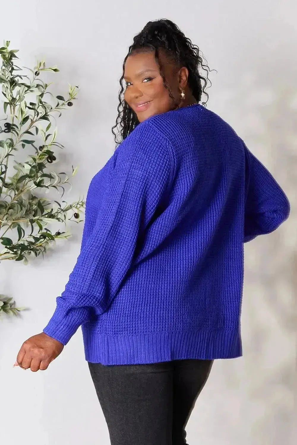 Zenana Full Size Waffle-Knit Open Front Cardigan - Bad Moms Club