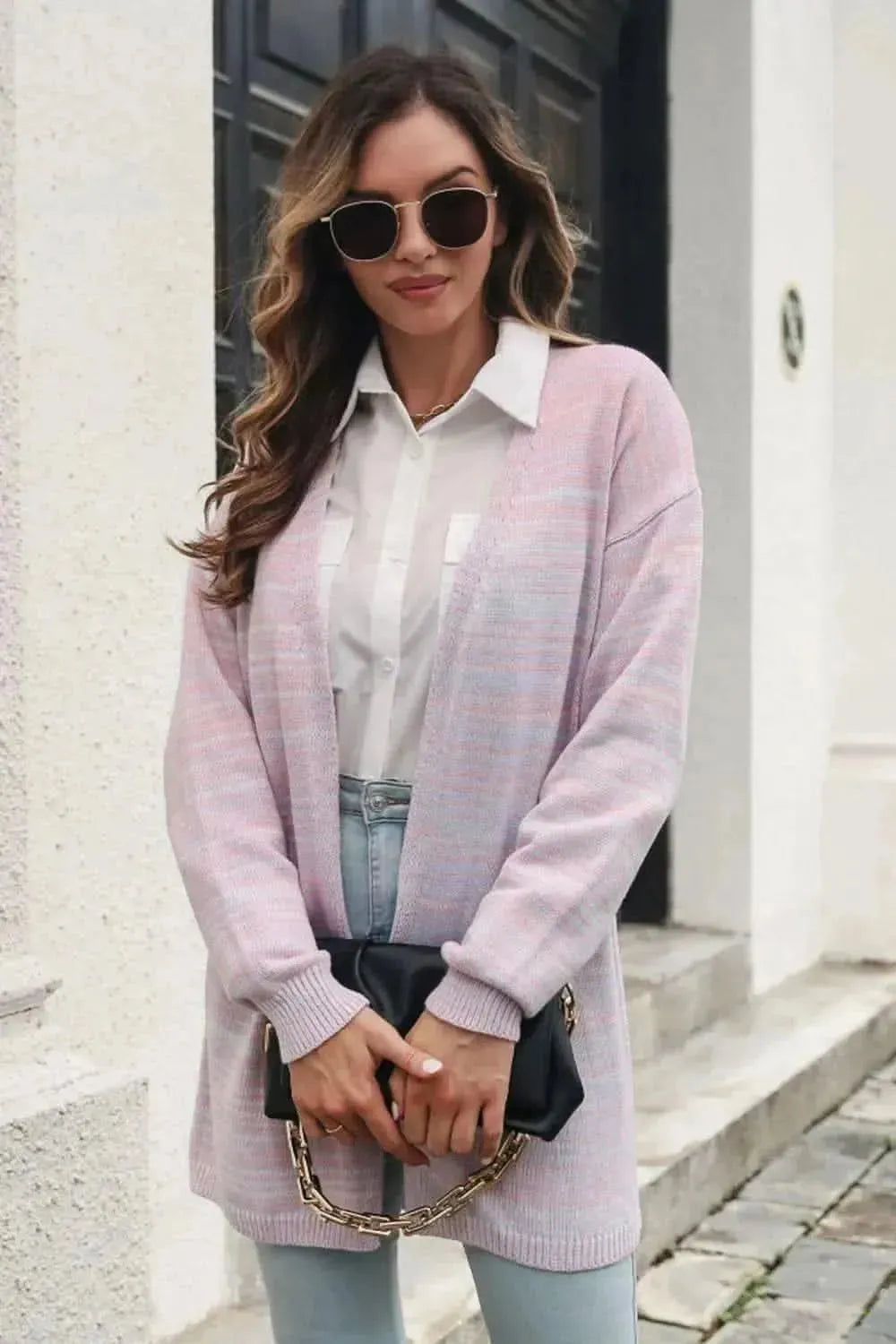 Striped Open Front Longline Cardigan - Bad Moms Club