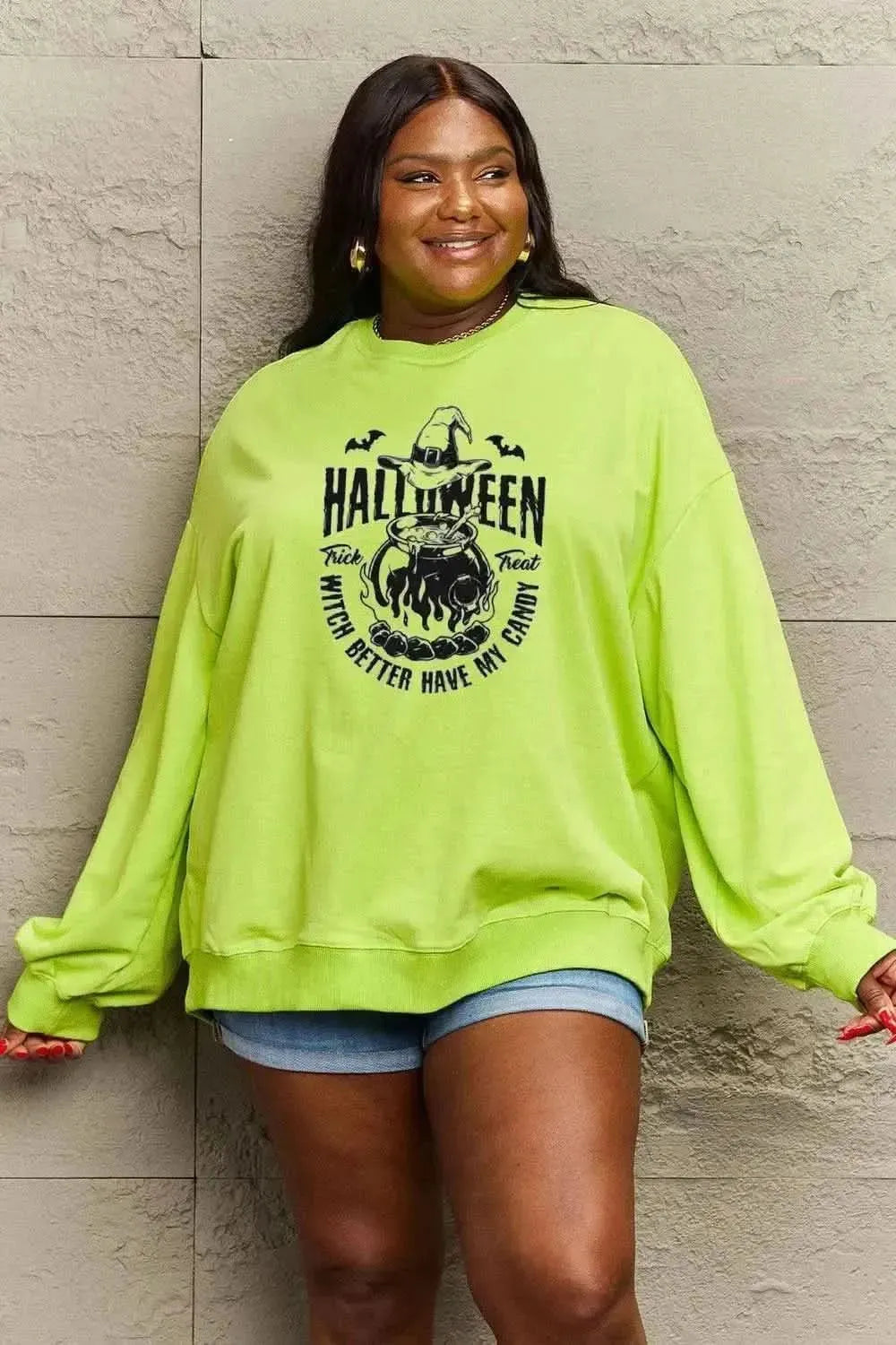Simply Love Full Size Graphic Round Neck Sweatshirt - Bad Moms Club