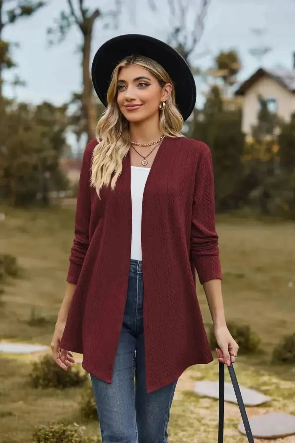 Open Front Long Sleeve Cardigan - Bad Moms Club