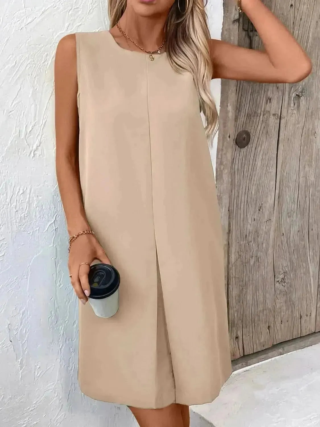 Ivy Lane Pocketed Round Neck Sleeveless Mini Dress - Bad Moms Club