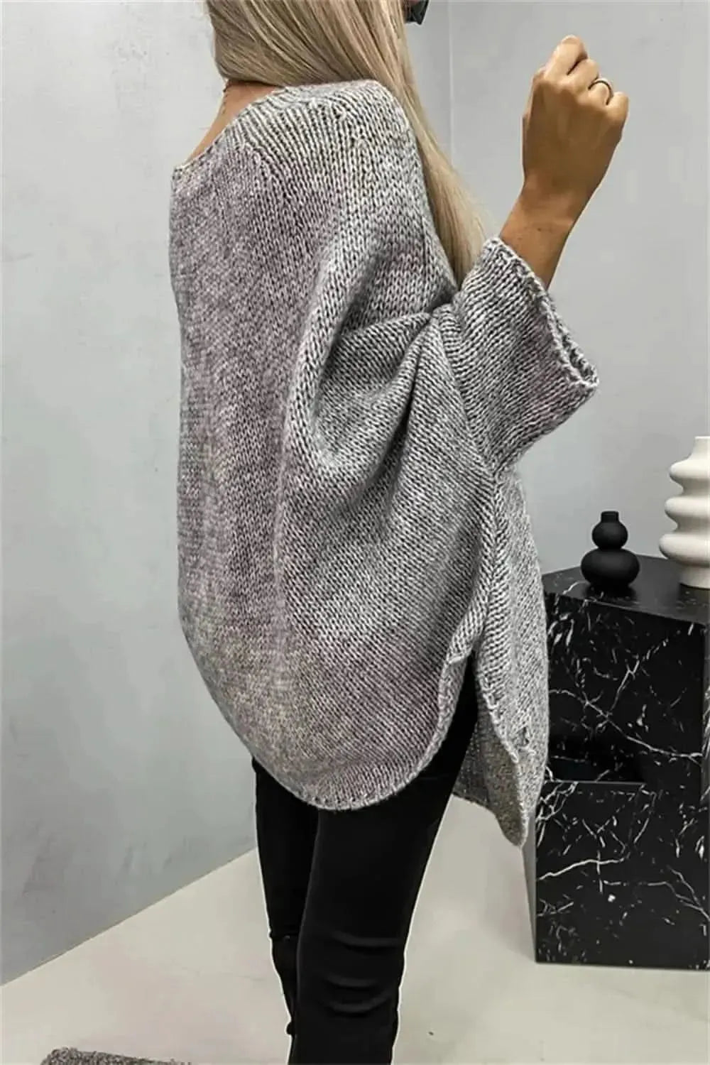 Round Neck Batwing Sleeve Sweater - Bad Moms Club
