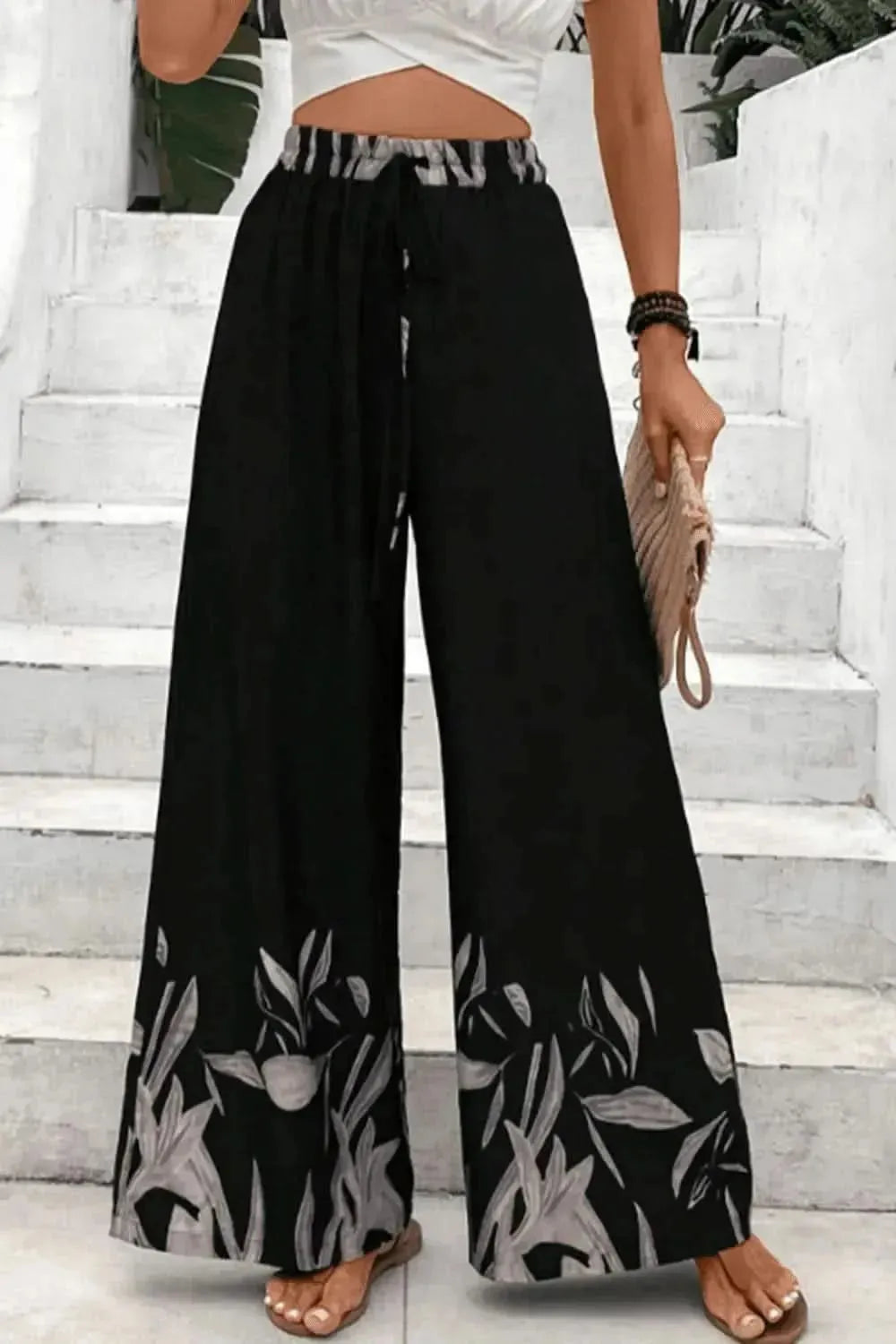 Honey Drawstring High Waist Relax Fit Long Pants - Bad Moms Club