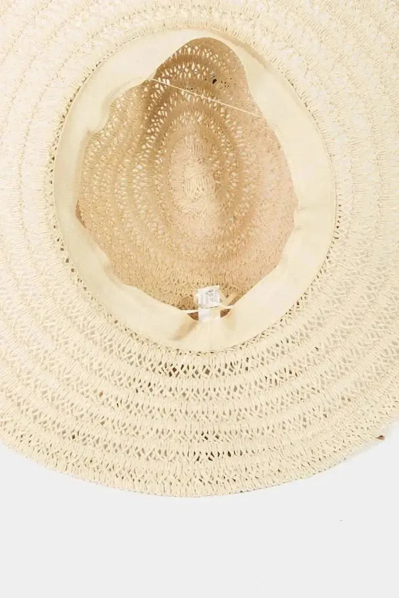 Fame Contrast Straw Braided Sun Hat - Bad Moms Club