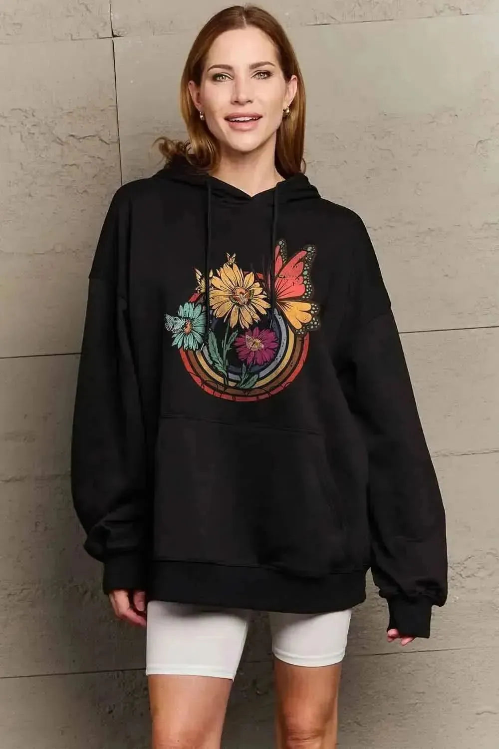 Simply Love Simply Love Full Size Butterfly and Flower Graphic Hoodie - Bad Moms Club
