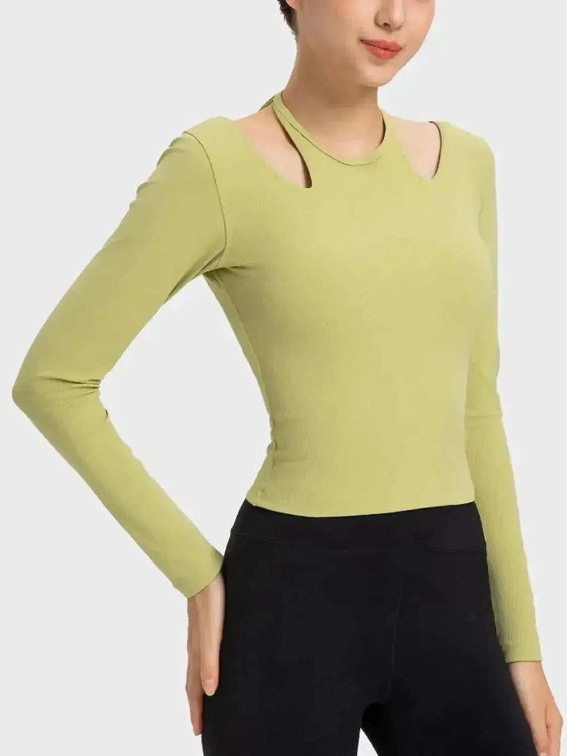 Halter Neck Long Sleeve Sporty Top - Bad Moms Club