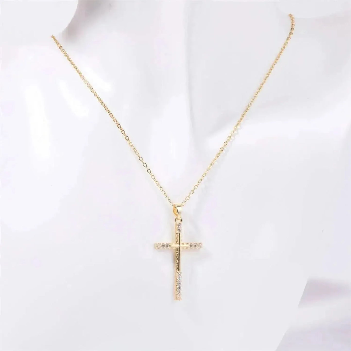 Stainless Steel Inlaid Zircon Cross Necklace - Bad Moms Club