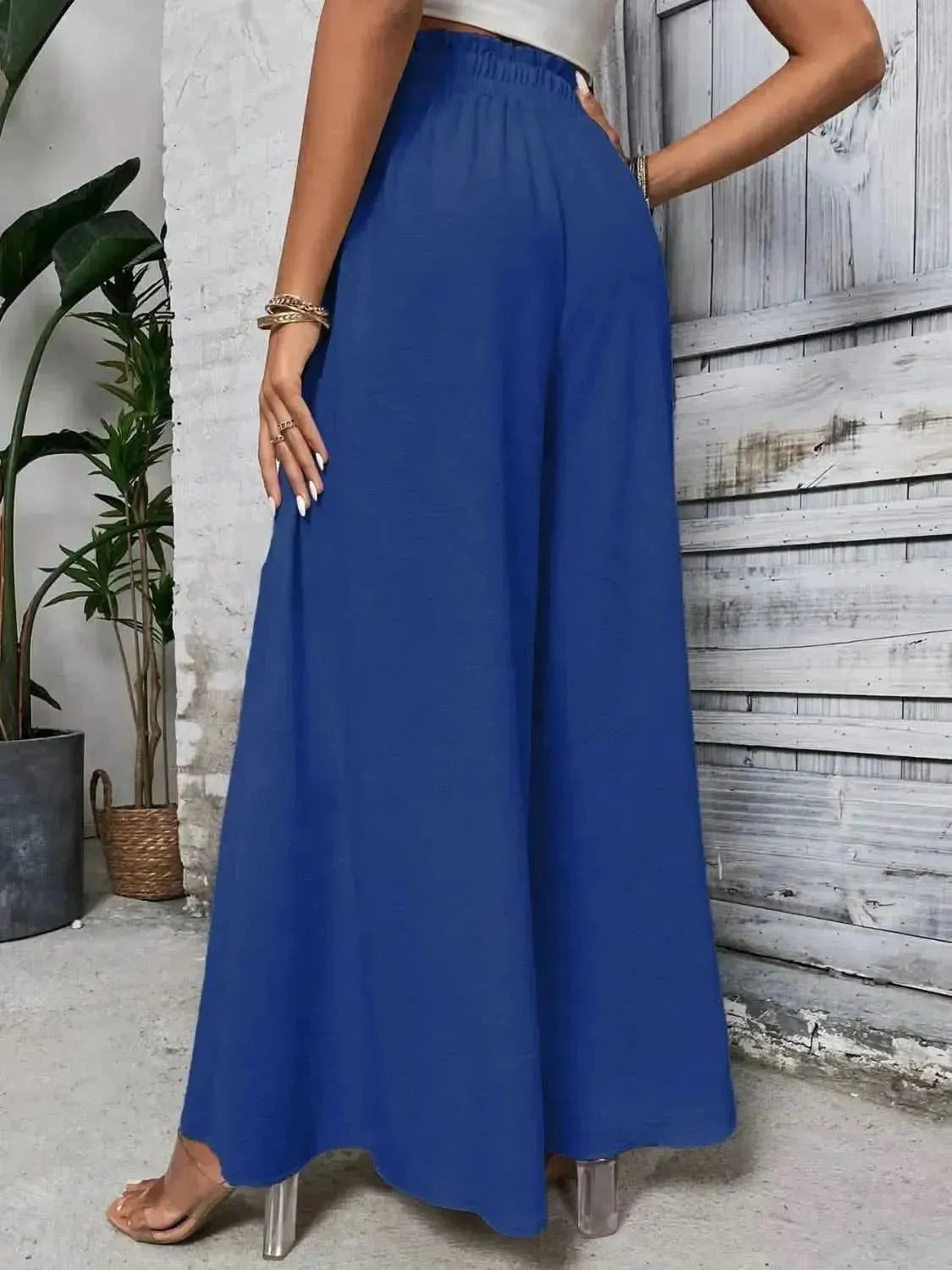 Honey Tied High Waist Wide Leg Pants - Bad Moms Club