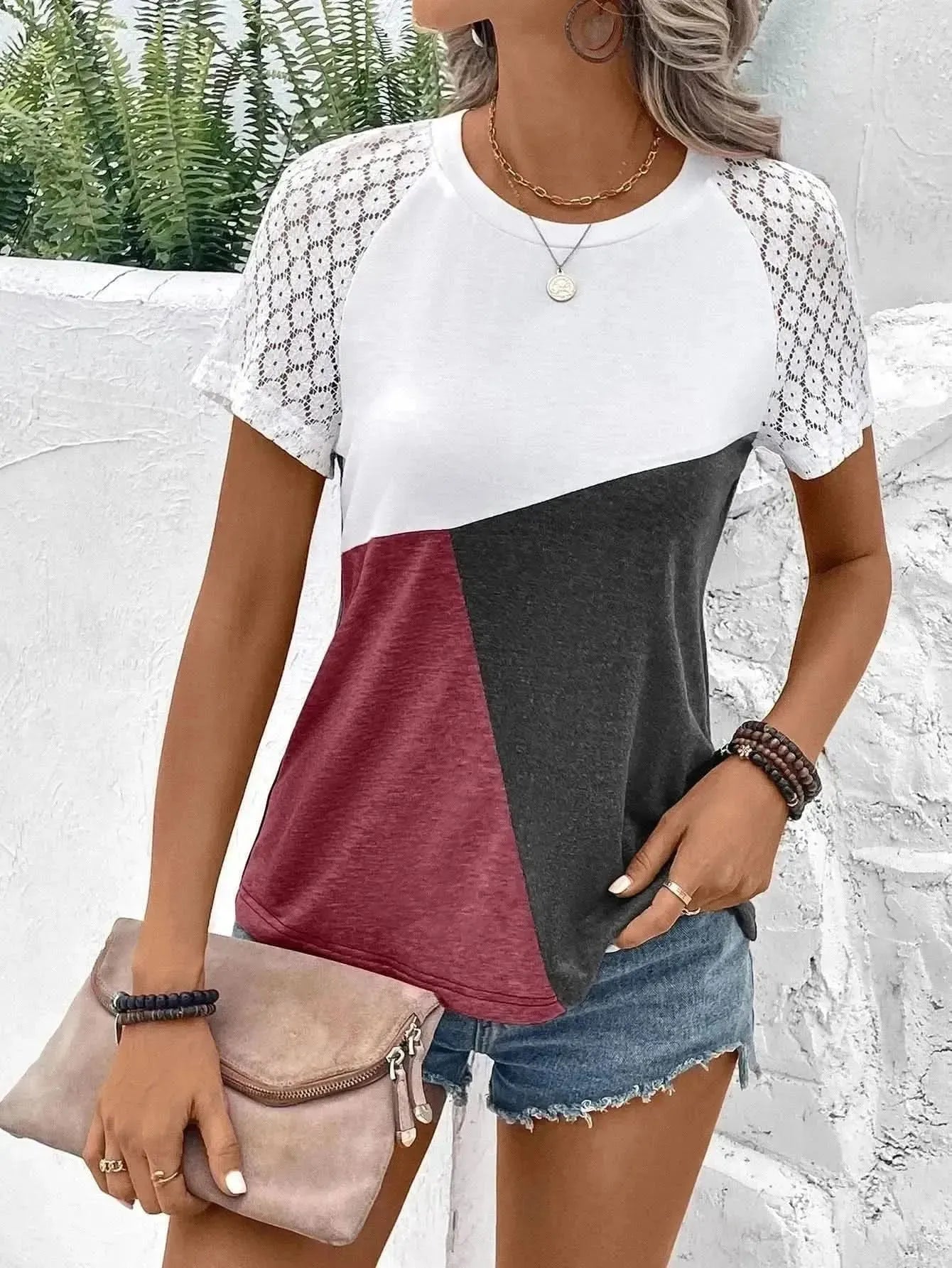 Ivy Lane Color Block Raglan Sleeve Round Neck Tee - Bad Moms Club