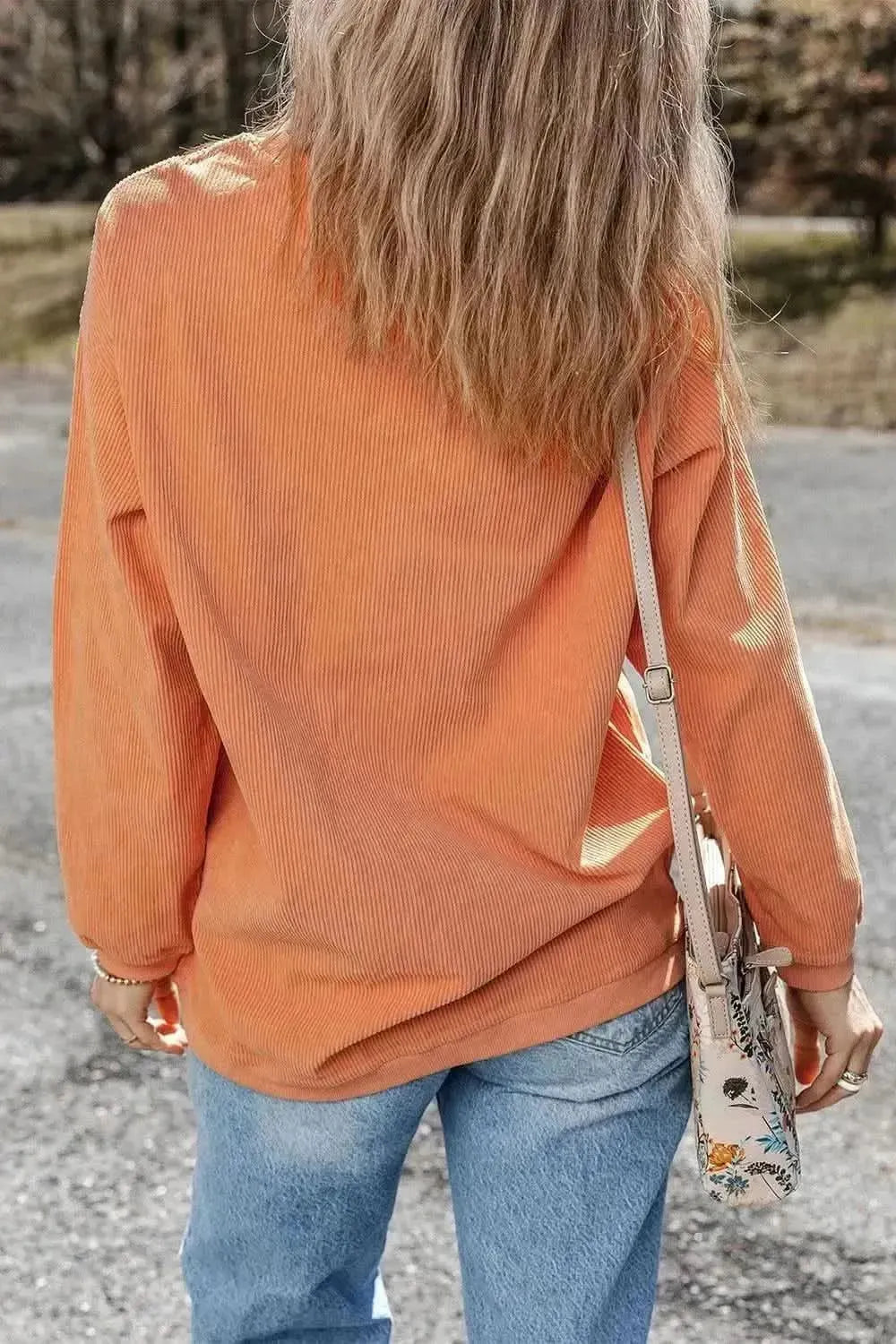 Sequin Pumpkin Round Neck Long Sleeve Sweatshirt - Bad Moms Club