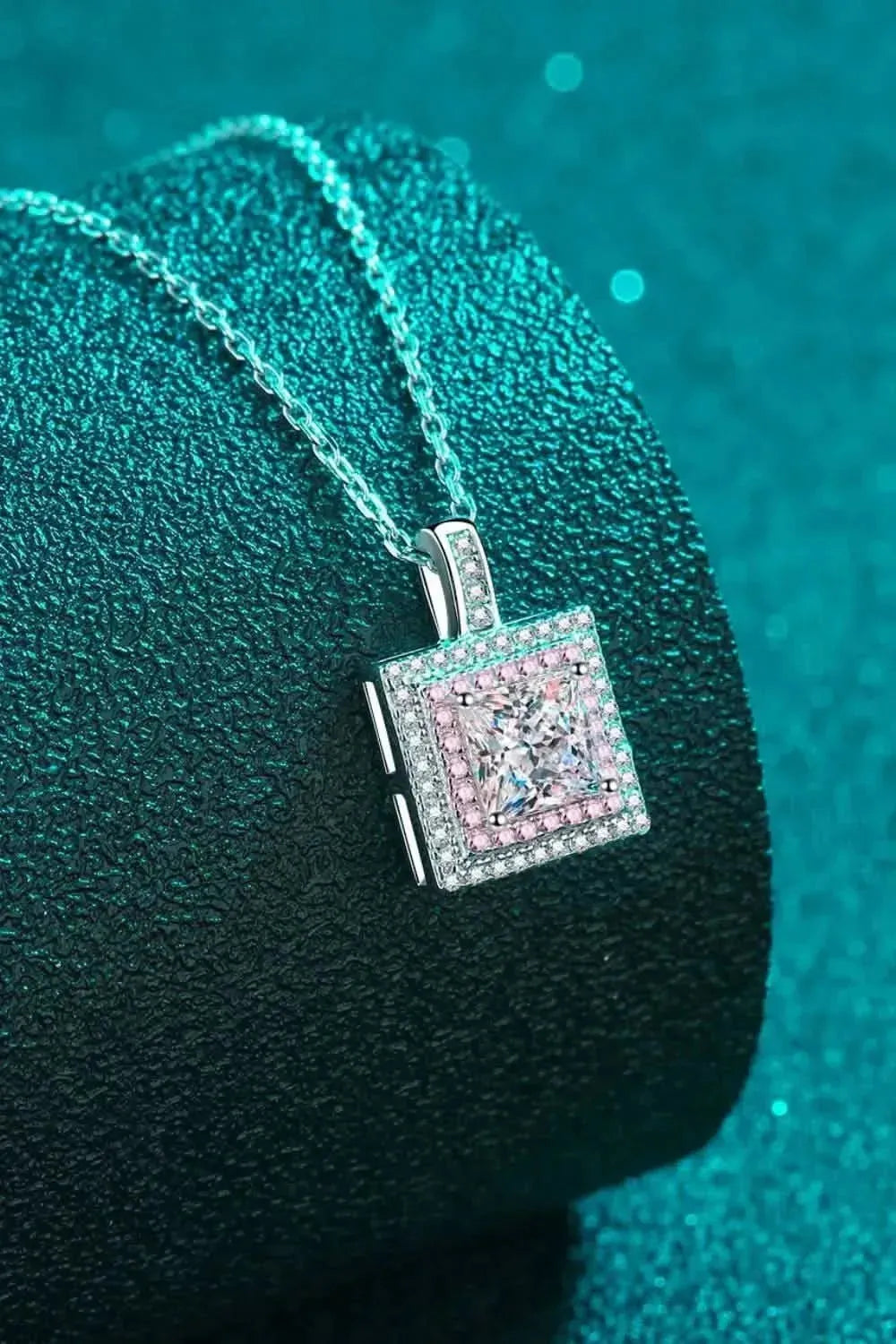 1 Carat Moissanite Square Pendant Chain Necklace - Bad Moms Club