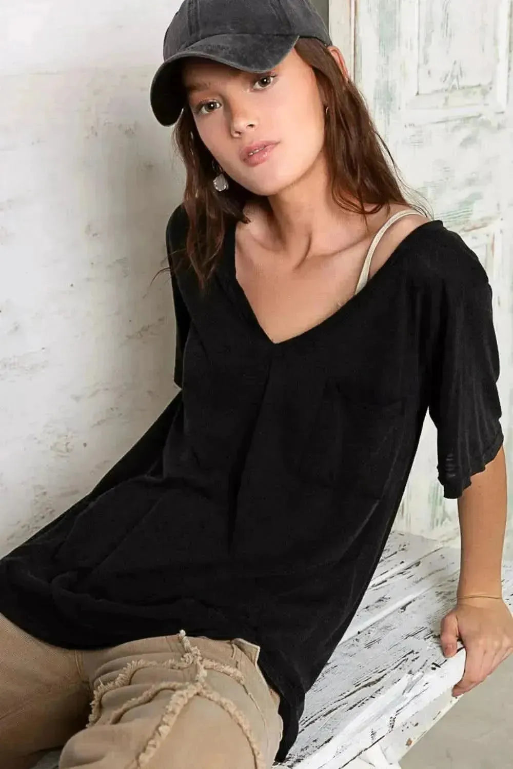 POL V-Neck Short Sleeve T-Shirt - Bad Moms Club