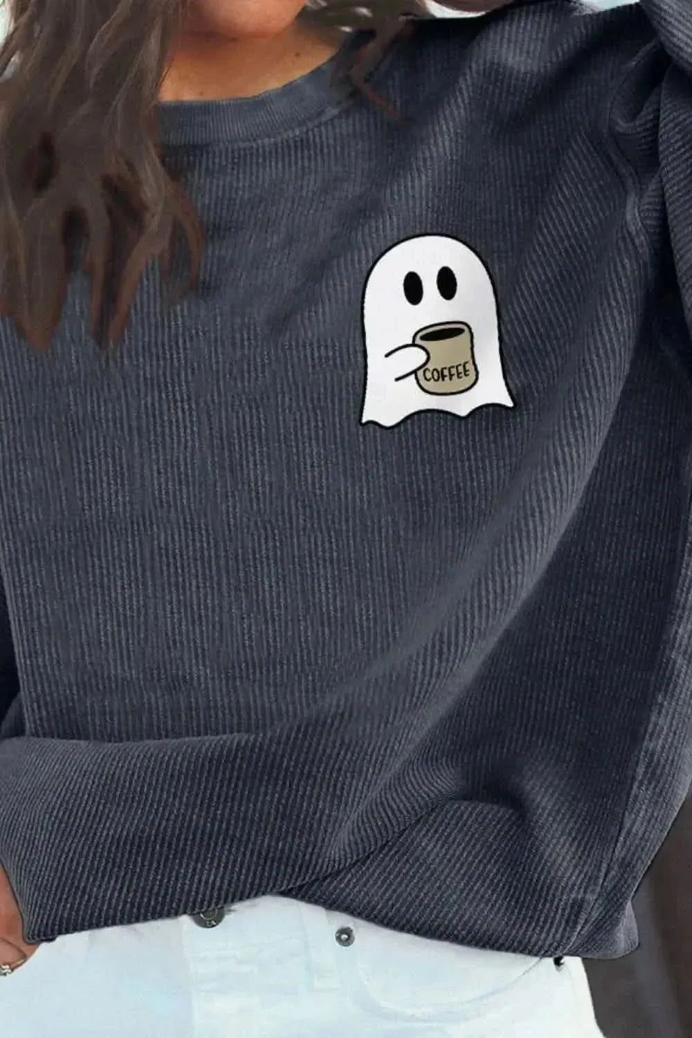 Ghost Graphic Drop Shoulder Sweatshirt - Bad Moms Club