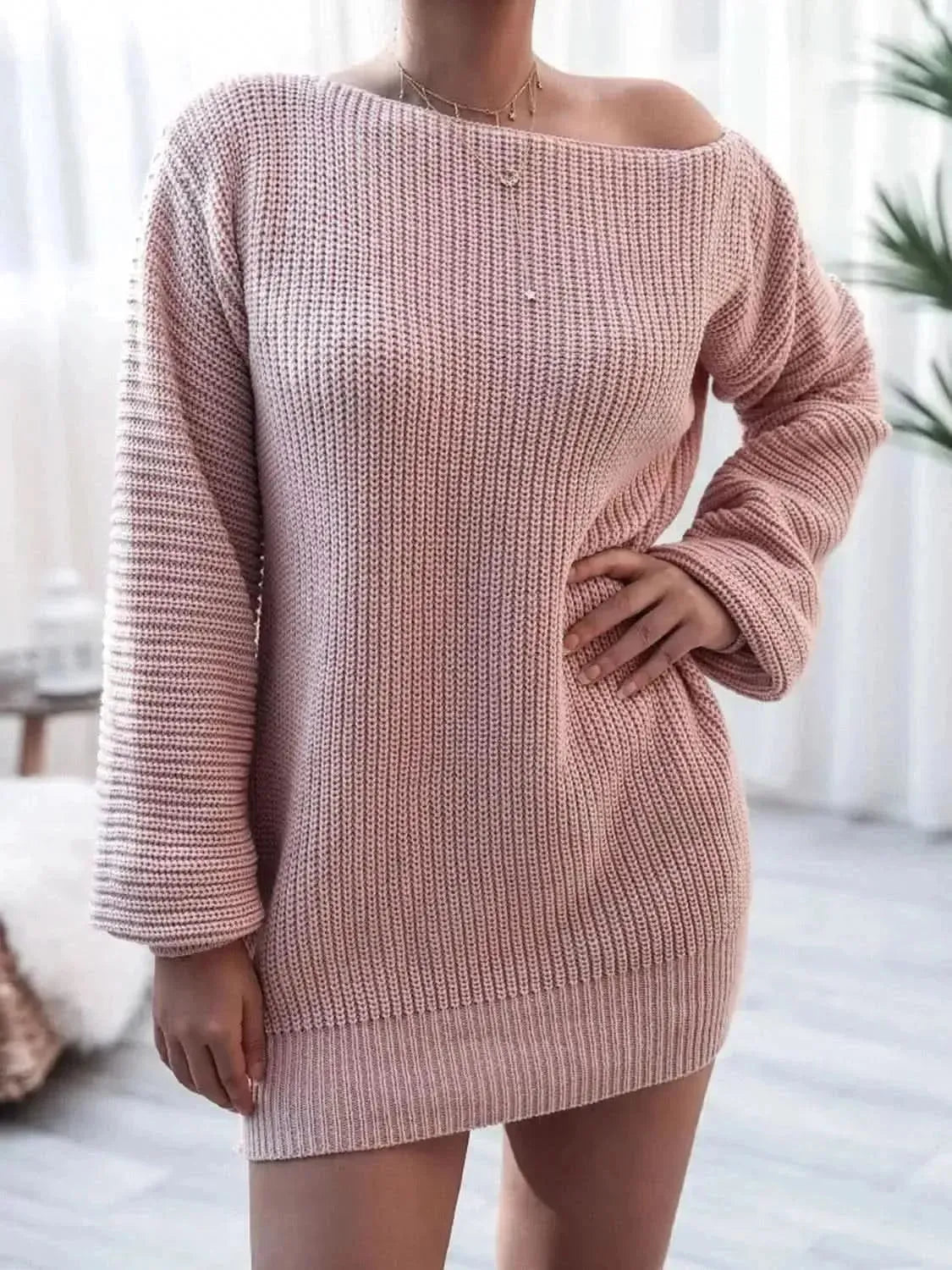 Rib-Knit Mini Sweater Dress - Bad Moms Club