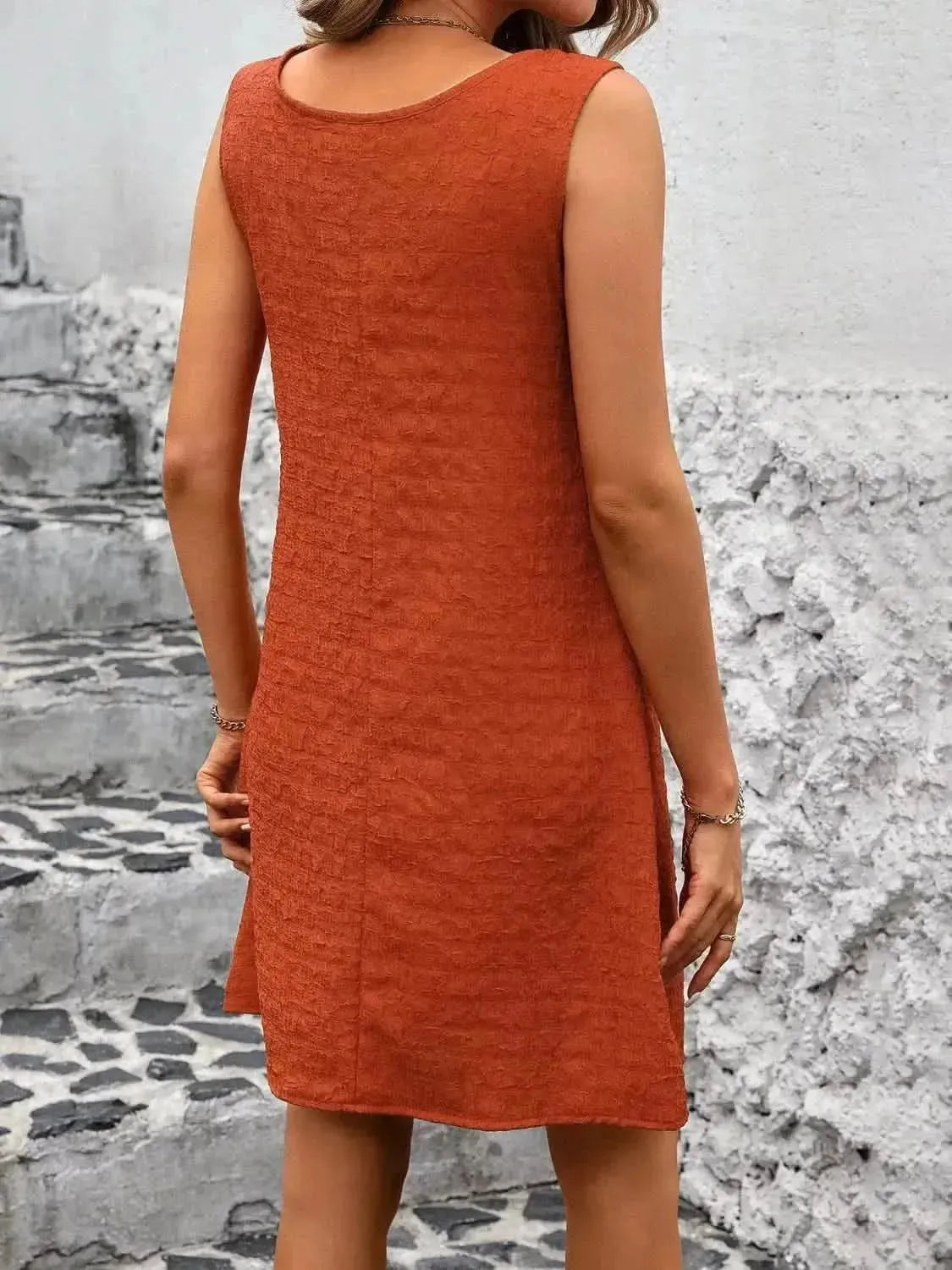 Ivy Lane Asymmetrical Neck Sleeveless Mini Dress - Bad Moms Club