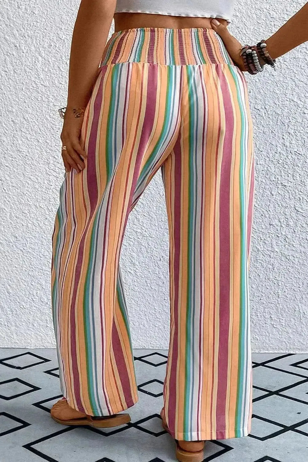 Plus Size Striped Wide Leg Pants - Bad Moms Club