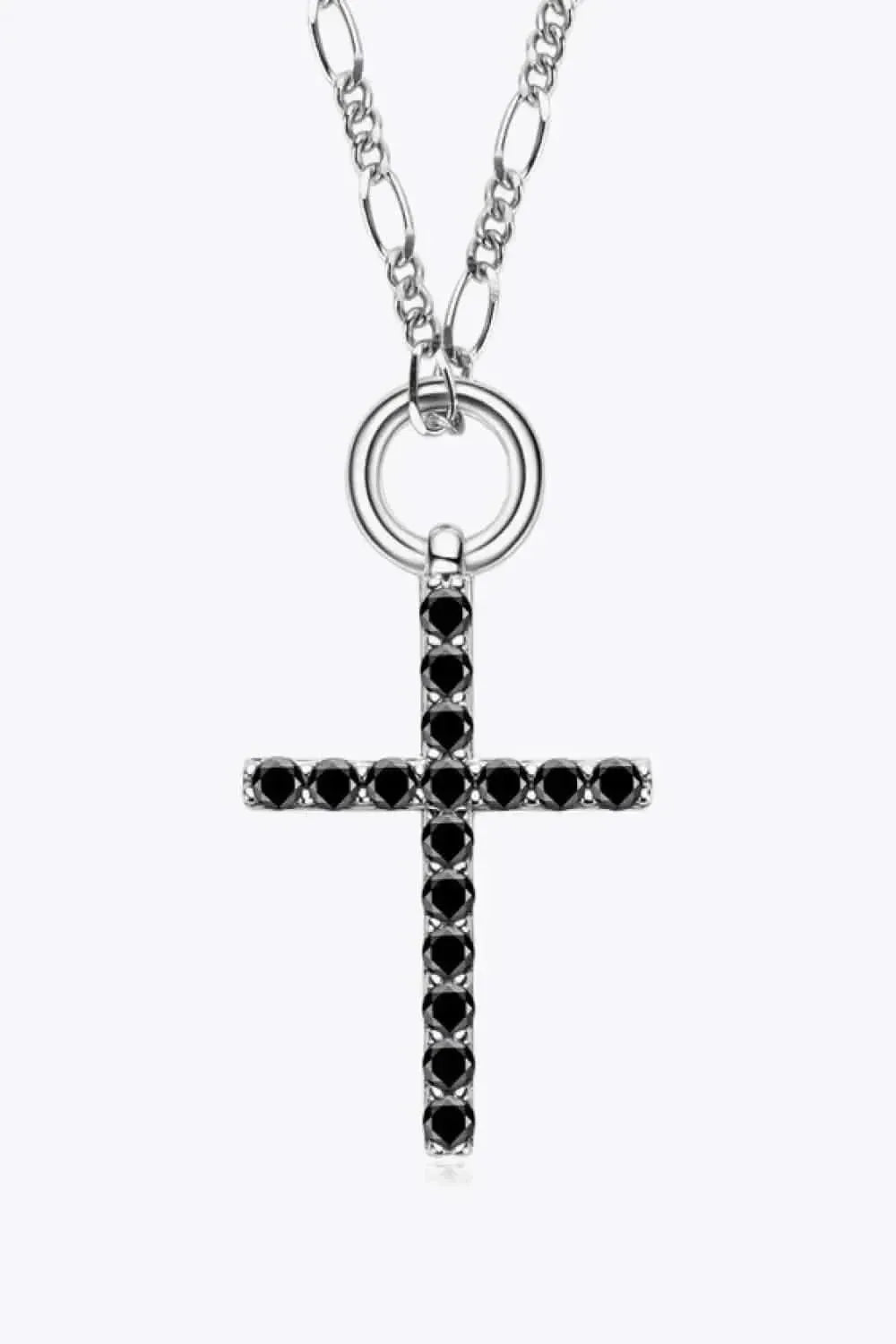 Moissanite Cross Pendant Platinum-Plated Necklace - Bad Moms Club
