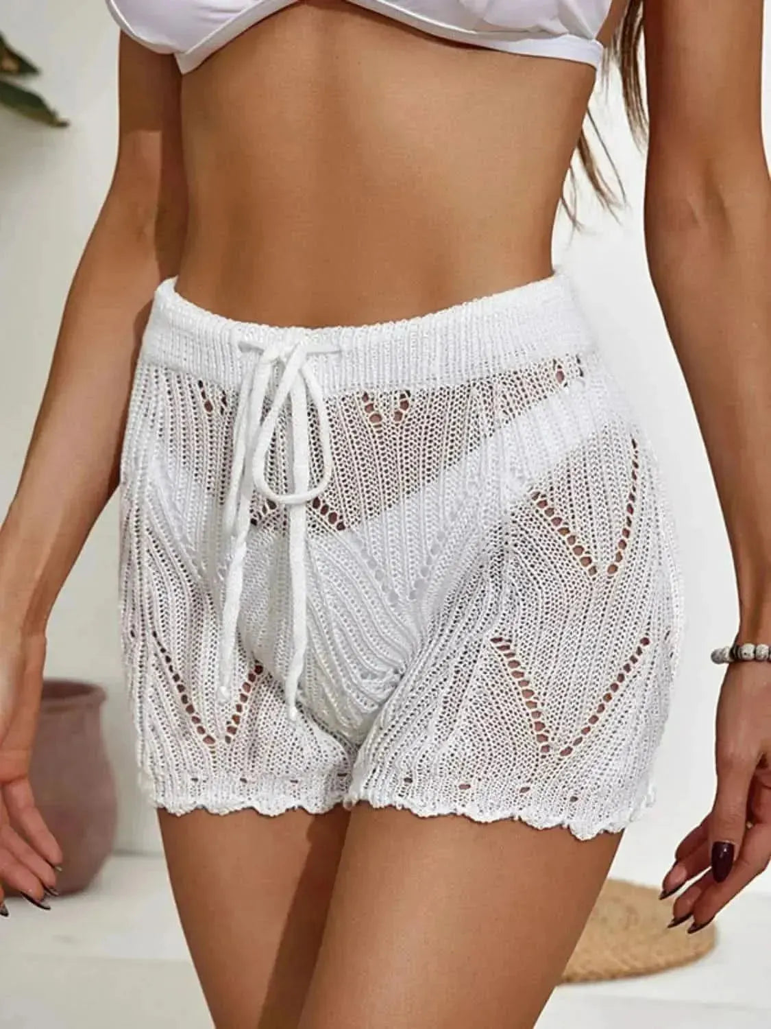 Drawstring Cutout Swim Shorts - Bad Moms Club