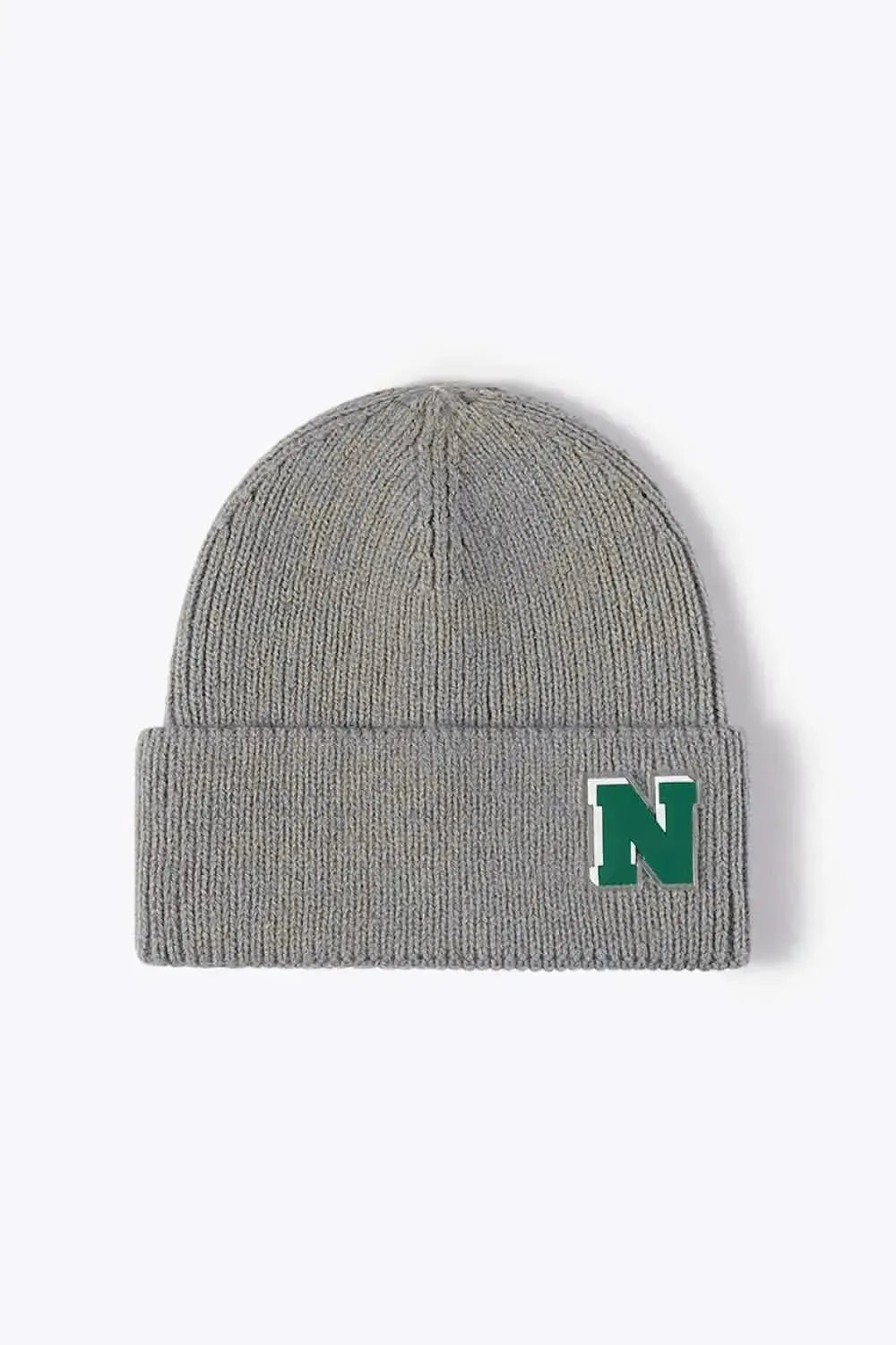 Letter N Patch Cuffed Knit Beanie - Bad Moms Club