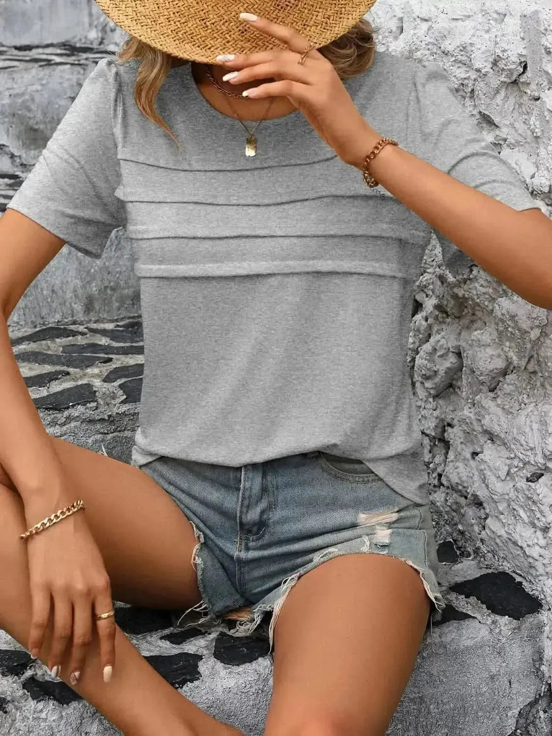 Ivy Lane Round Neck Short Sleeve Top - Bad Moms Club