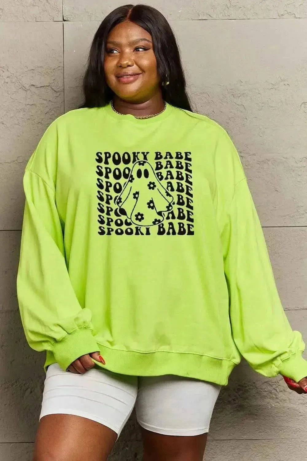 Simply Love Full Size SPOOKY BABE Graphic Sweatshirt - Bad Moms Club