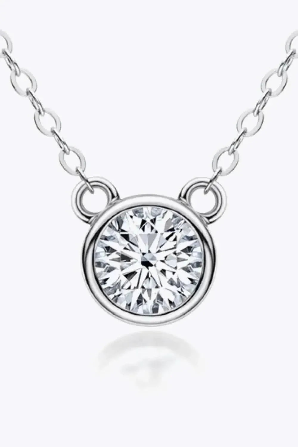 925 Sterling Silver 1 Carat Moissanite Round Pendant Necklace - Bad Moms Club