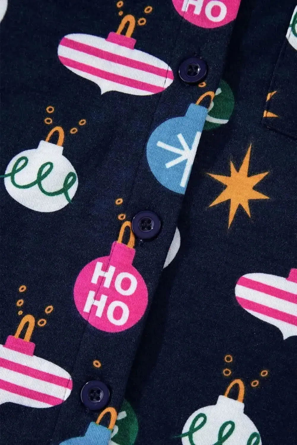 Christmas Lights Print Collared Neck Top and Pants Set - Bad Moms Club