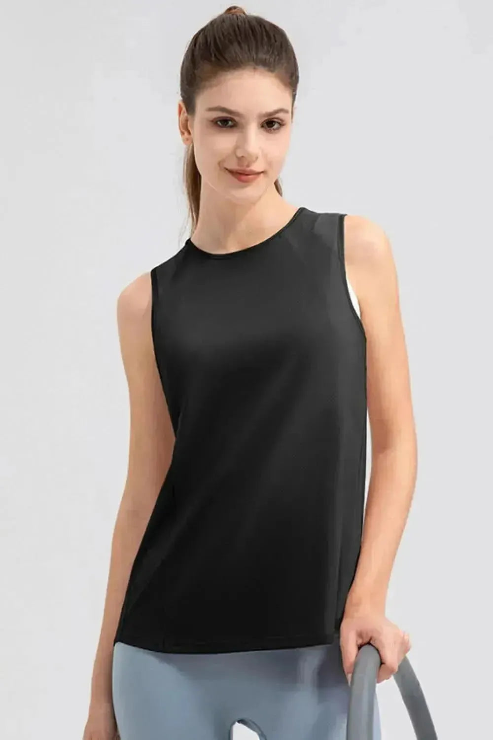 Round Neck Wide strap Active Tank - Bad Moms Club