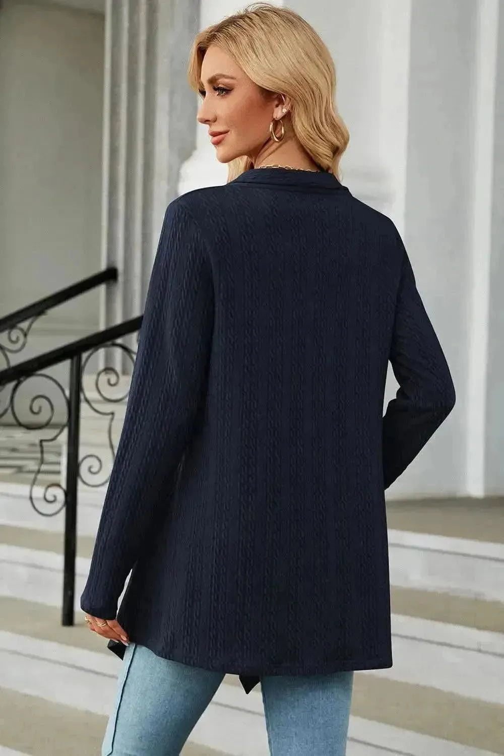 Open Front Long Sleeve Cardigan - Bad Moms Club