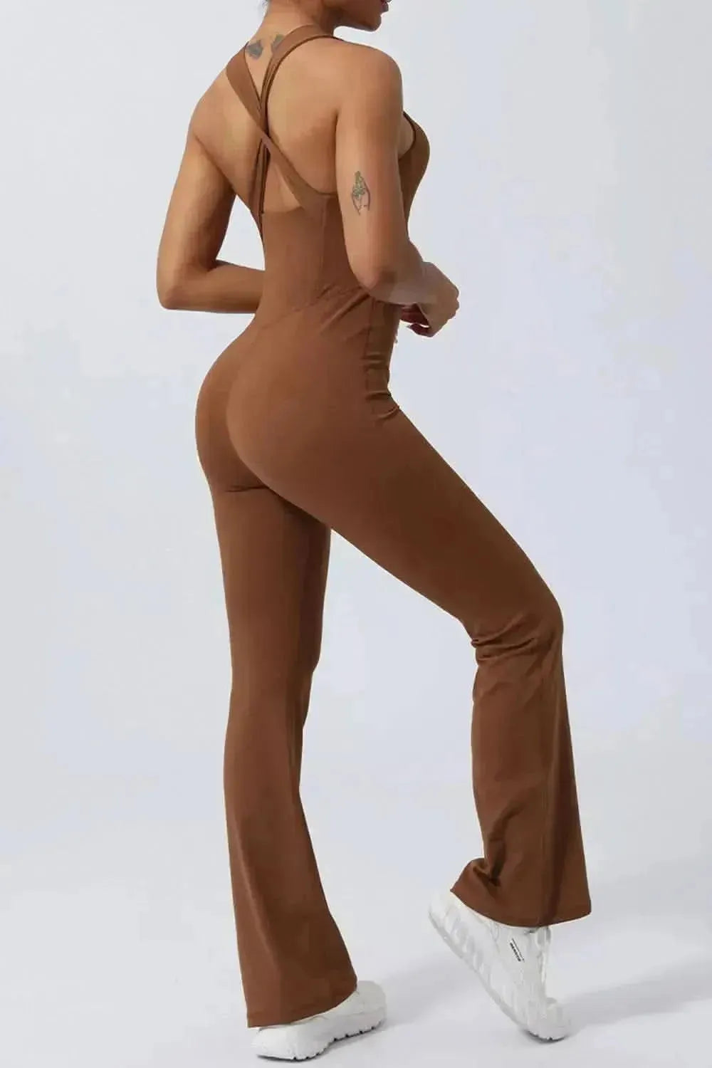 Crisscross Wide Strap Sleeveless Jumpsuit - Bad Moms Club