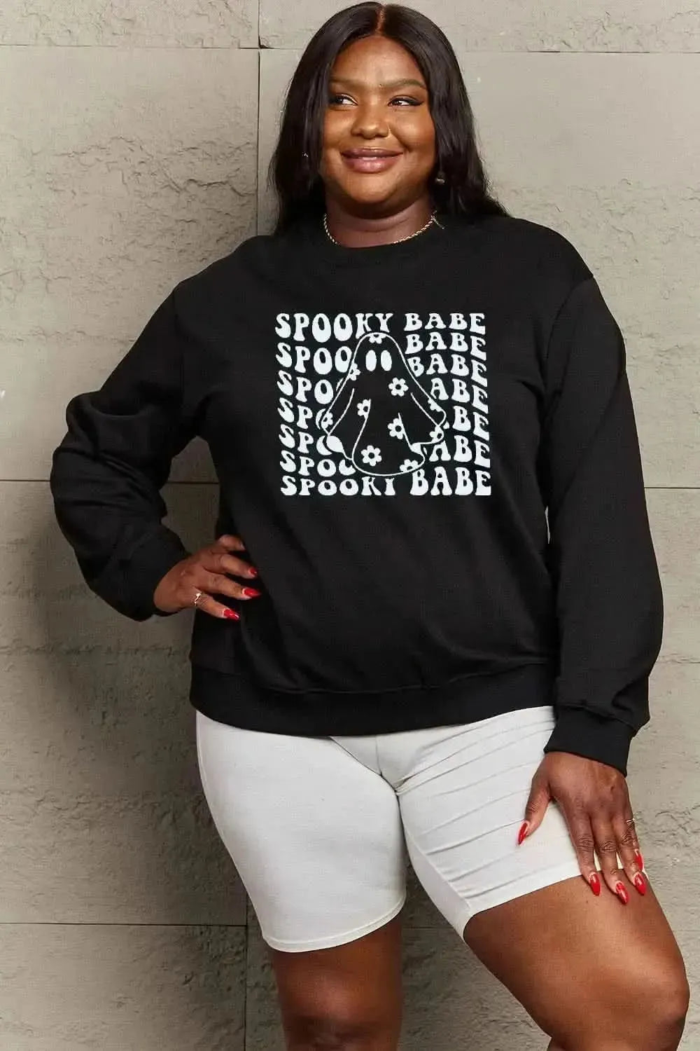 Simply Love Full Size SPOOKY BABE Graphic Sweatshirt - Bad Moms Club
