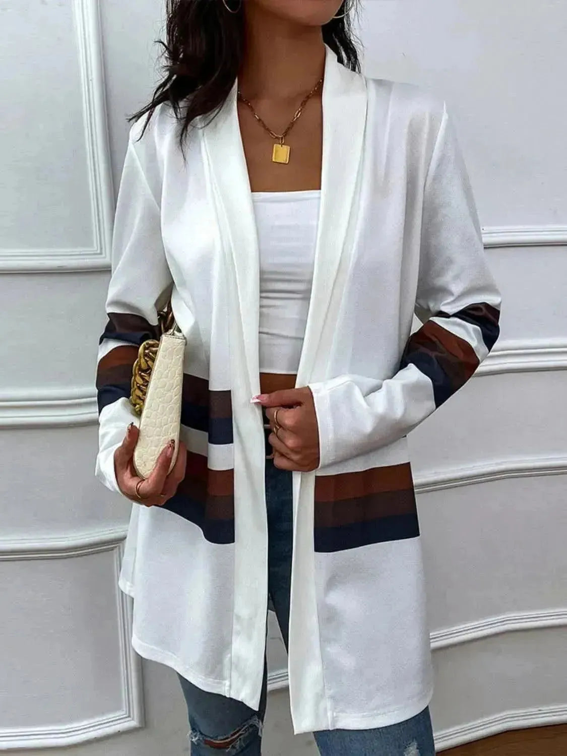 Color Block Open Front Cardigan - Bad Moms Club