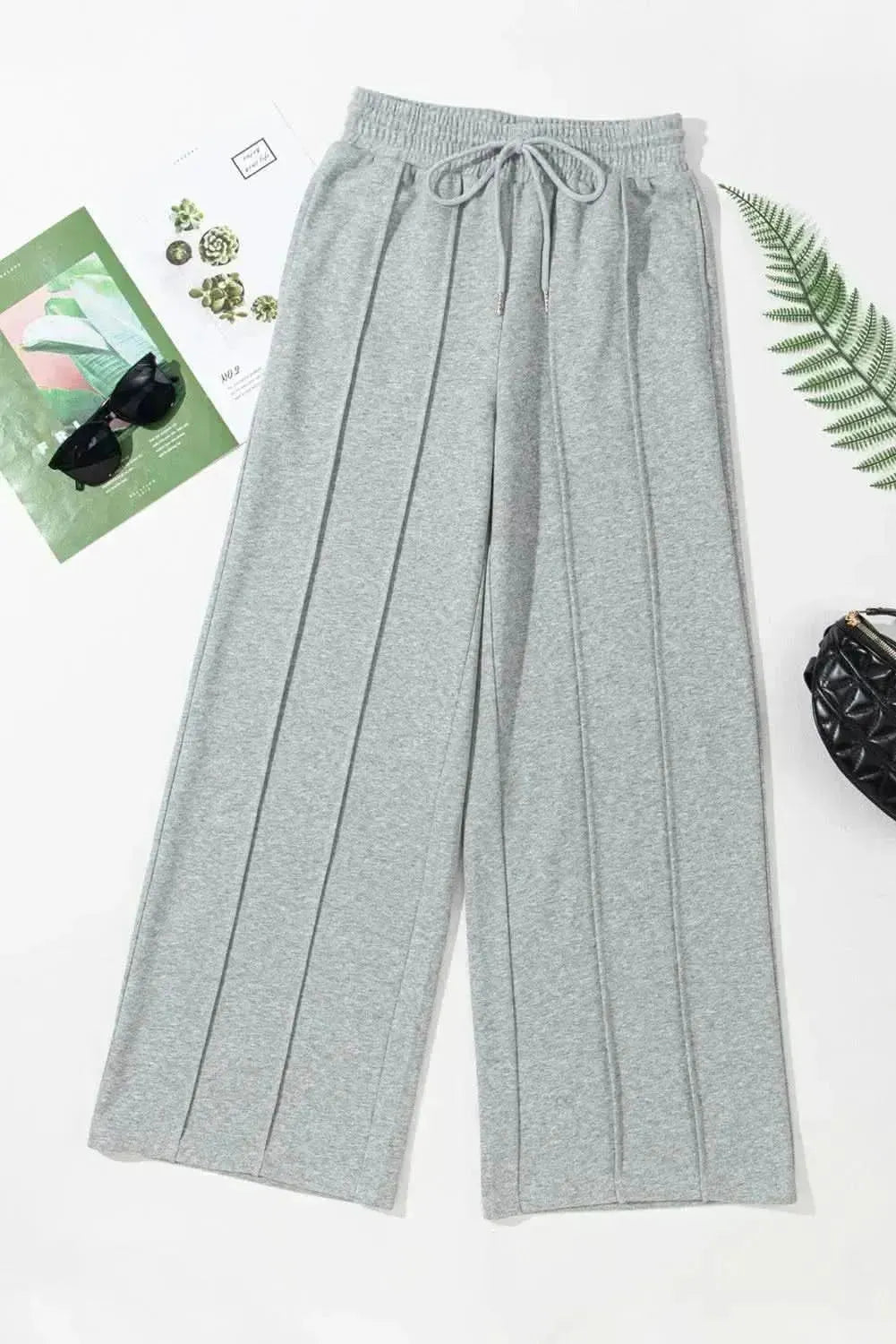 Drawstring Wide Leg Active Pants - Bad Moms Club