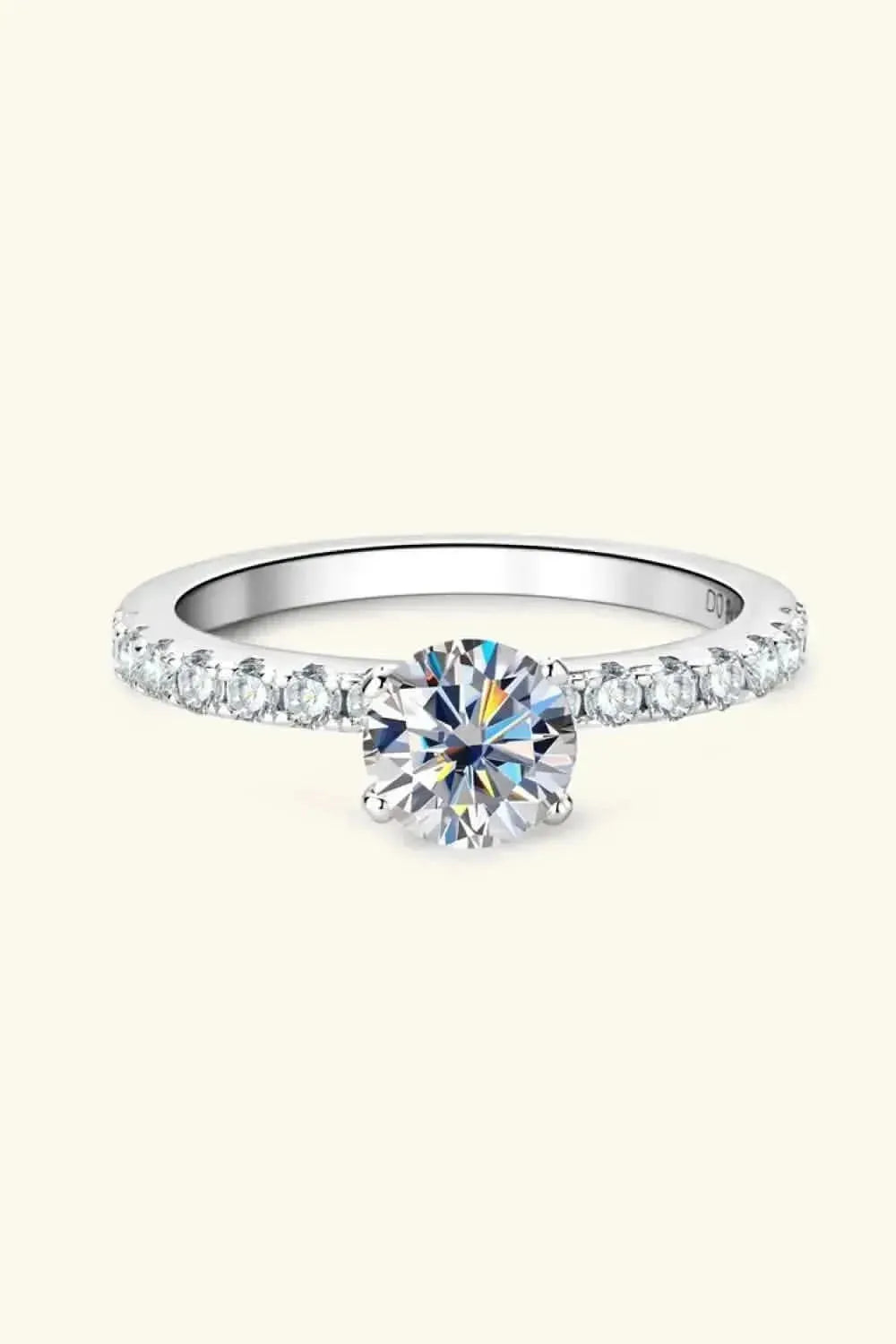 Moissanite Platinum-Plated Side Stone Ring - Bad Moms Club