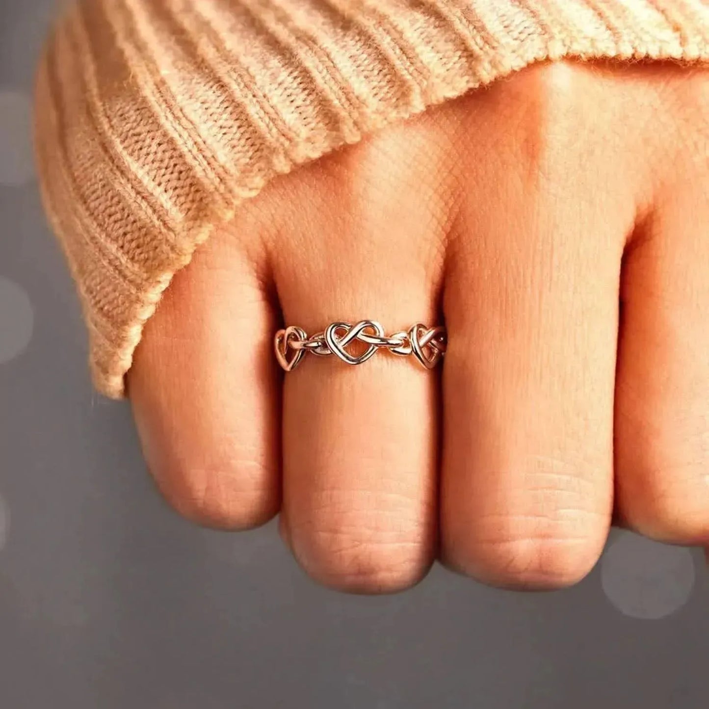 Knotted Hearts 925 Sterling Silver Open Ring - Bad Moms Club