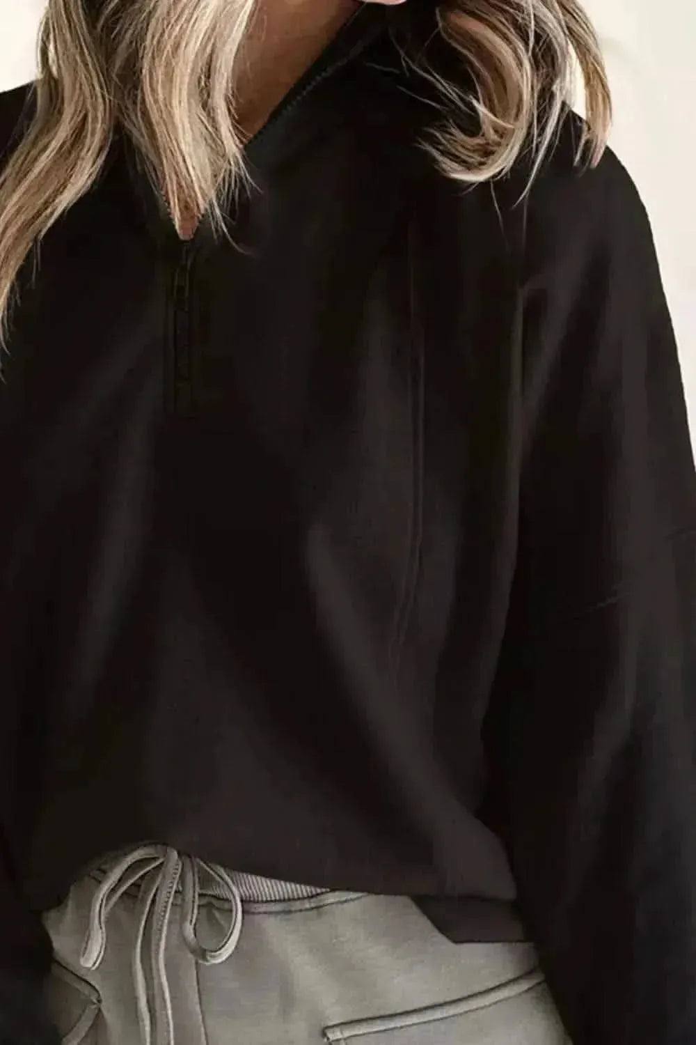 Half Zip Long Sleeve Sweatshirt - Bad Moms Club