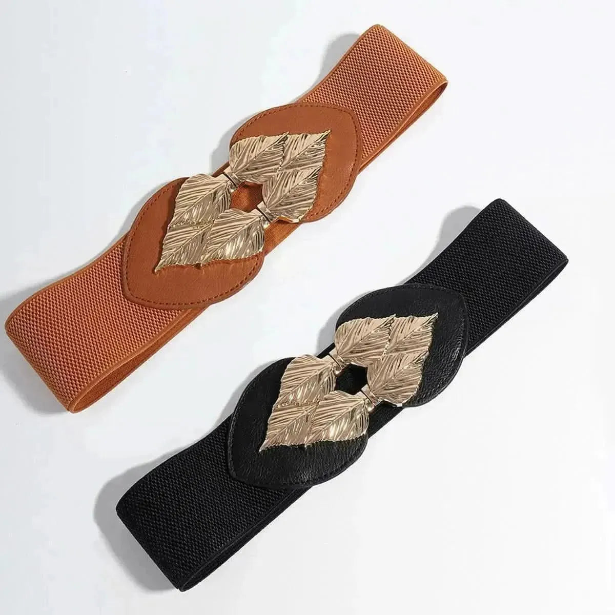 Alloy Leaf Buckle Elastic Belt - Bad Moms Club