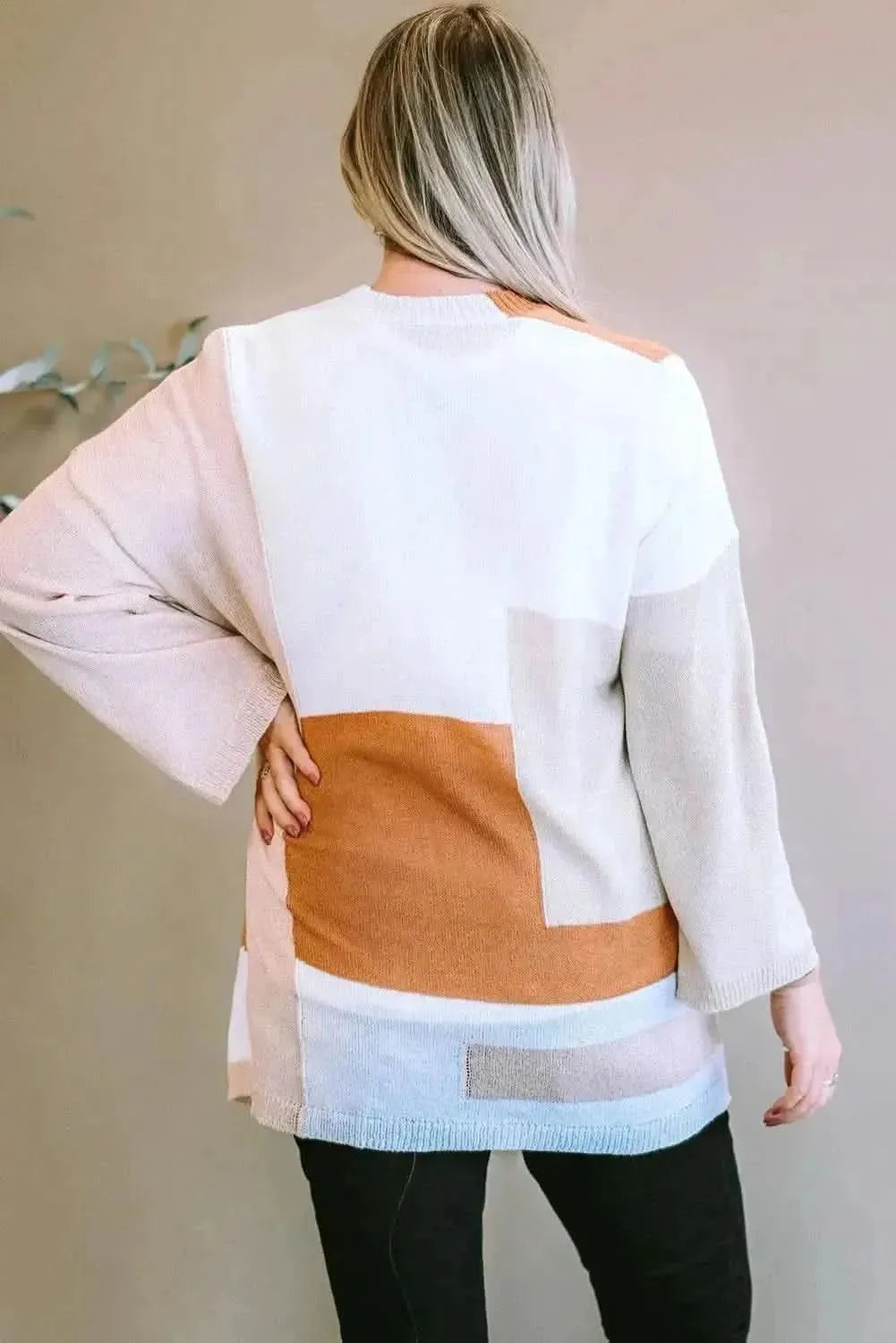 Plus Size Color Block Open Front Longline Cardigan - Bad Moms Club