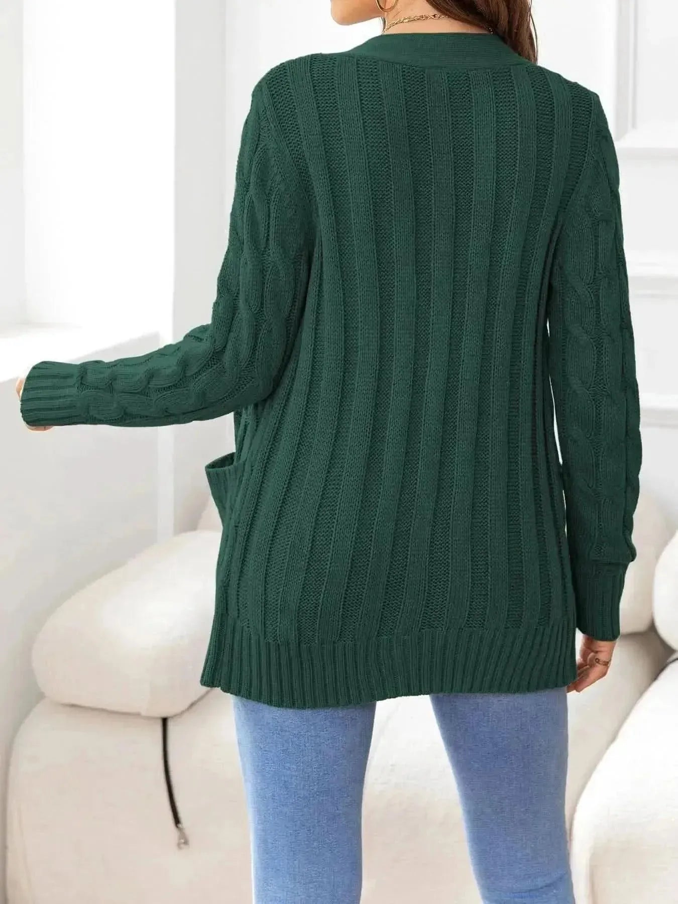 Button Down Cable-Knit Cardigan - Bad Moms Club