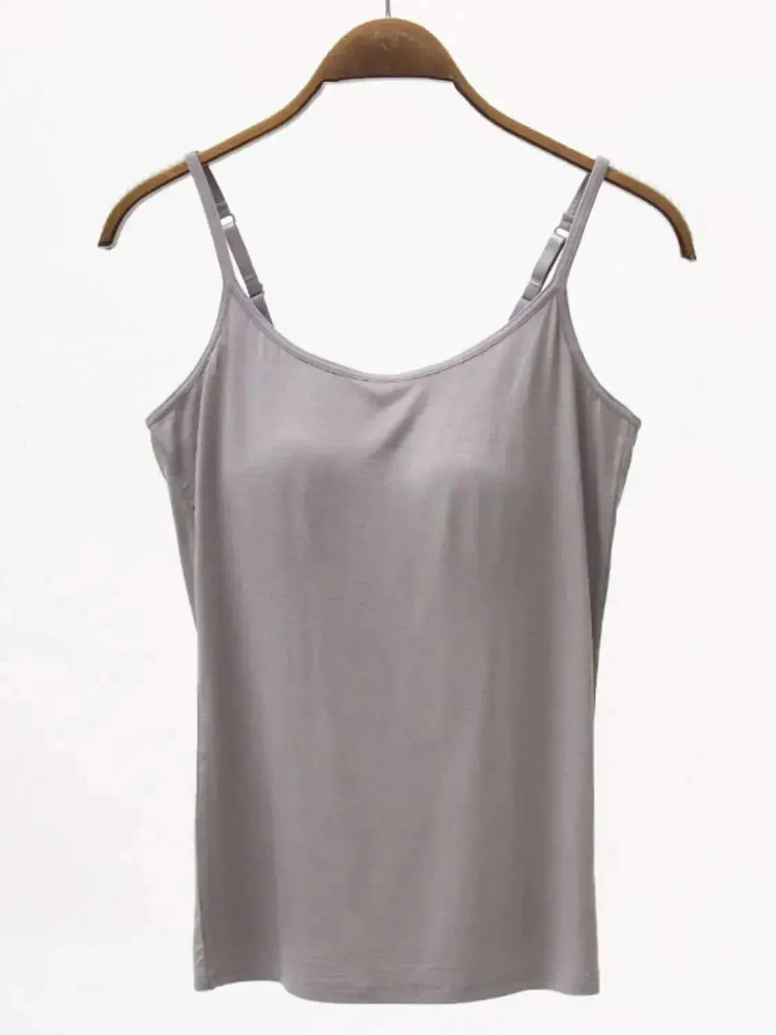 Full Size Adjustable Strap Modal Cami with Bra - Bad Moms Club